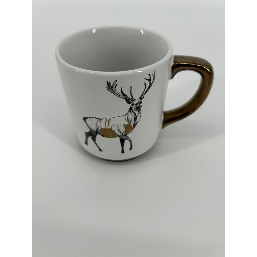 Threshold Reindeer Mug Unisex OS White Excellent Stoneware Metallic Handle